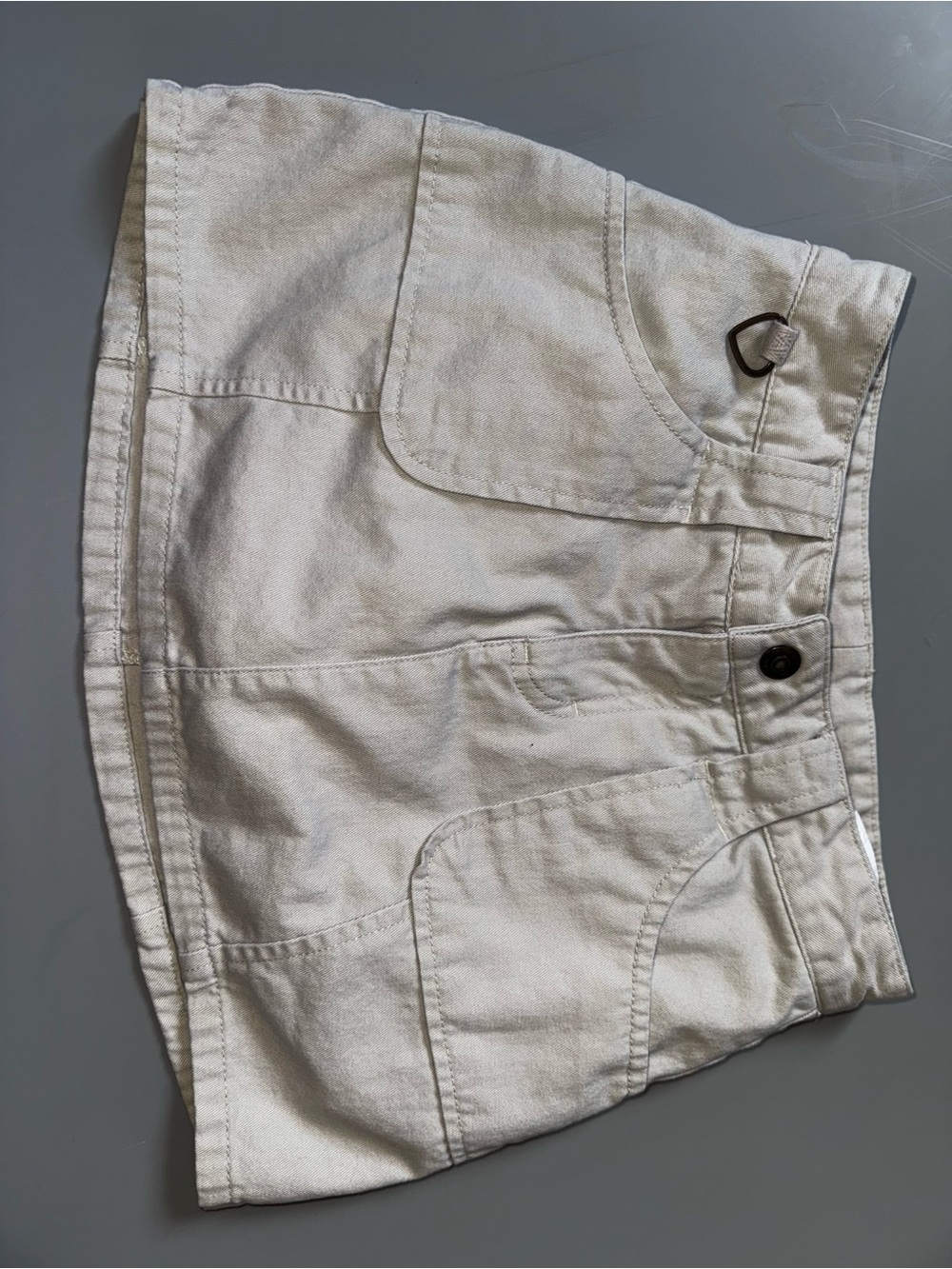 Girls Cream Utility Mini Skirt - Lightweight Casual Style